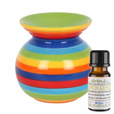 Rainbow Deep Well Oil Burner With FREE 10ml Lemongrass Fragrance Oil